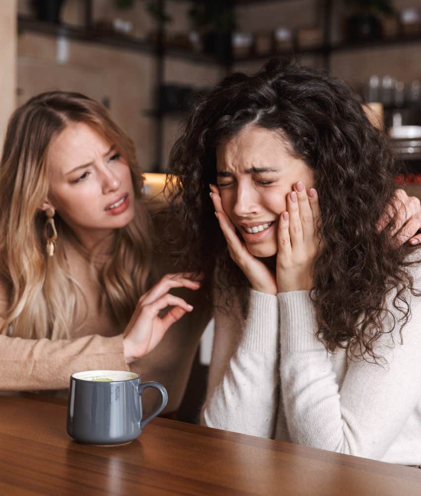 caring friend comforts person signaling a need