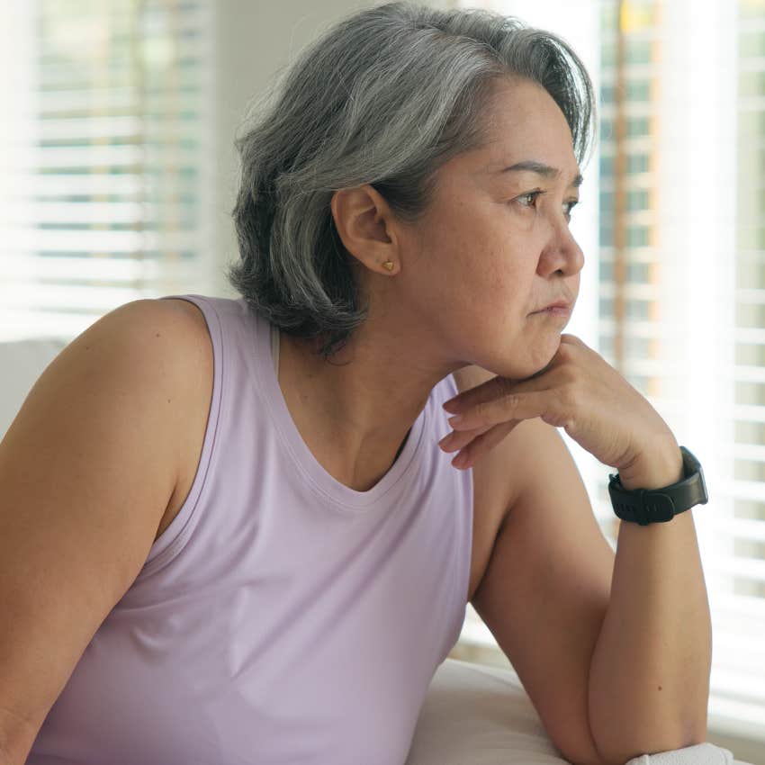 boomer woman looking lonely after being taught to not need anyone