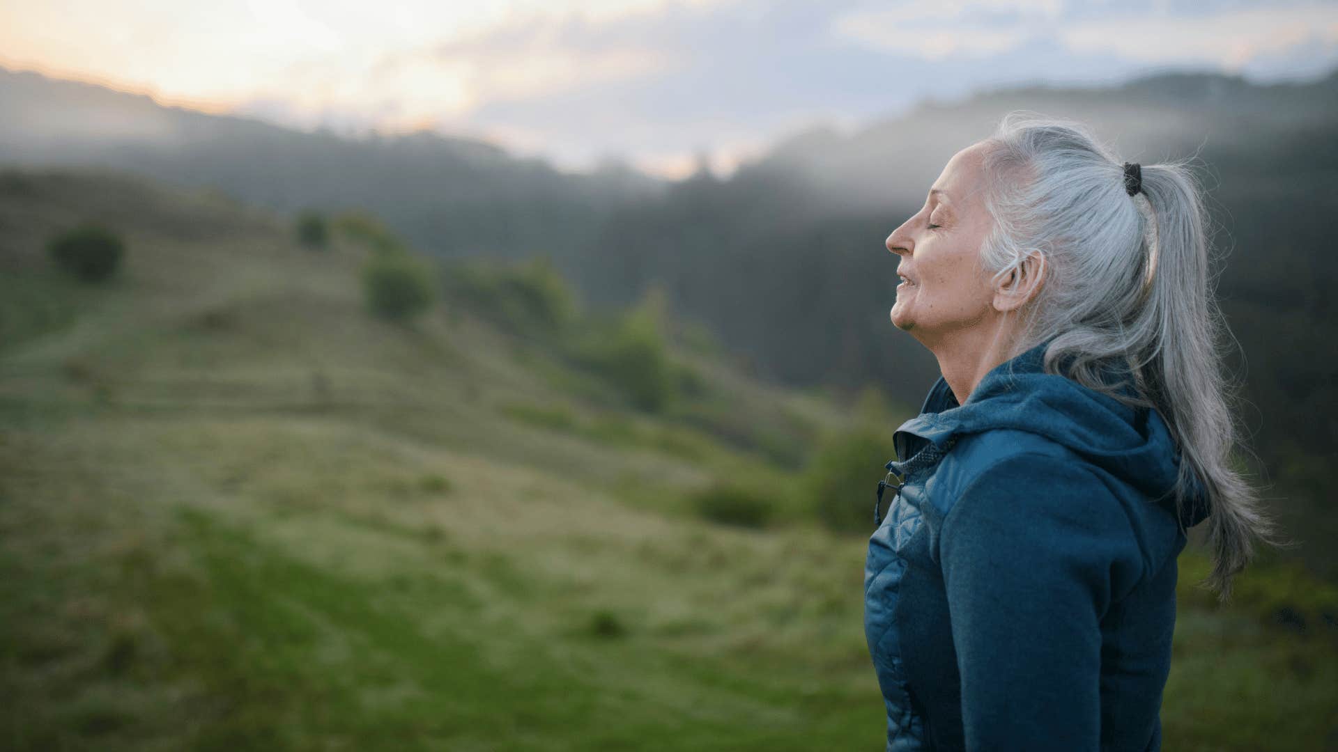 calm mature woman serious about her peace not letting anger control her