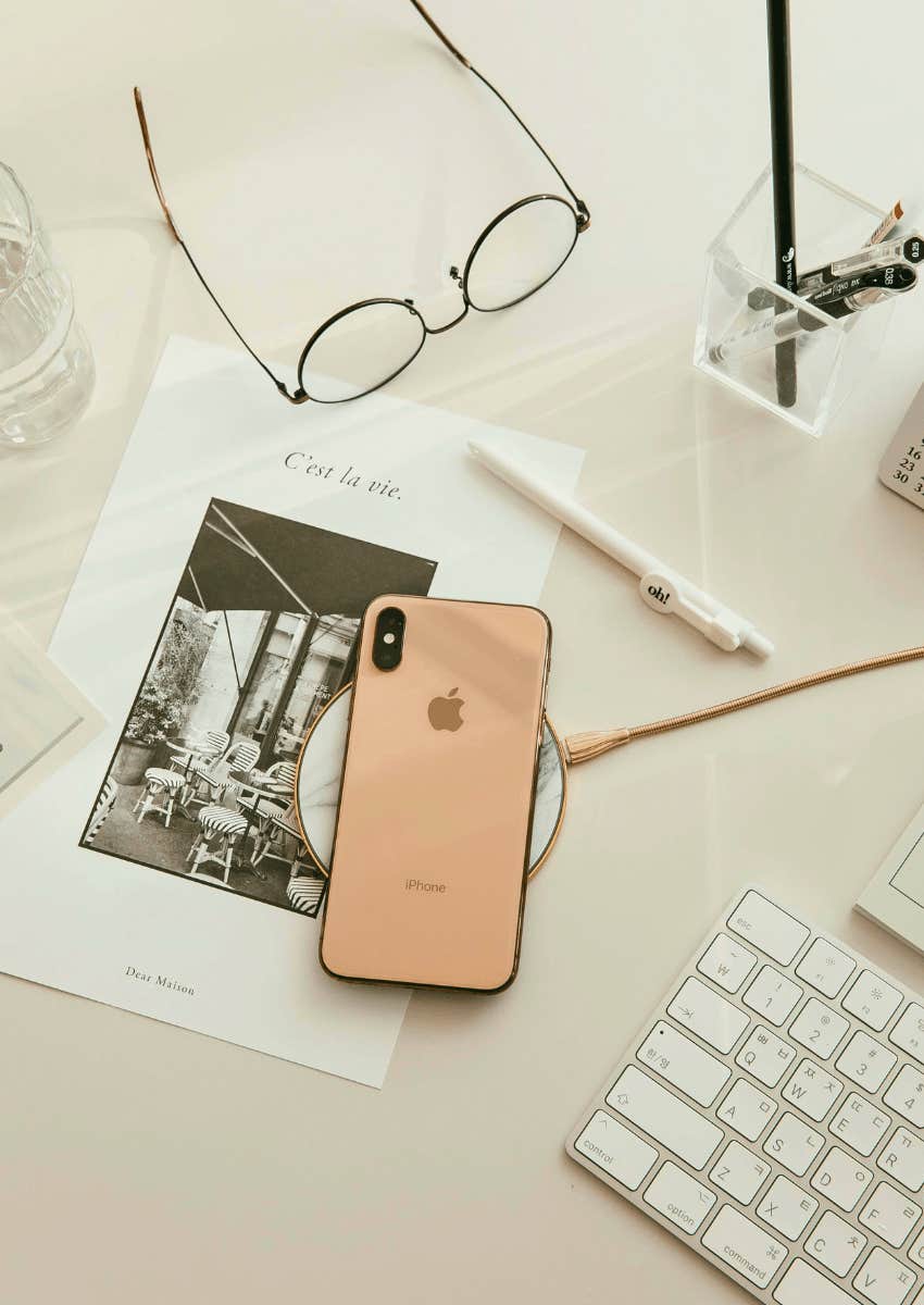 cellphone face down on desk
