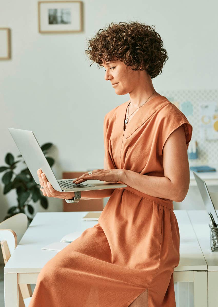 confident professional woman working in an office