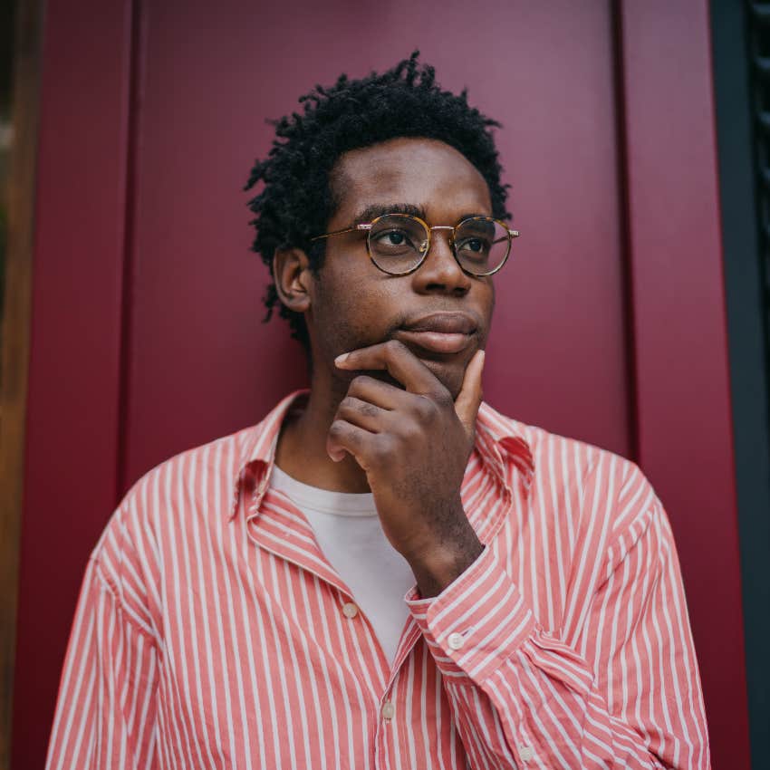 man who believes he's intelligent thinking about his opinions