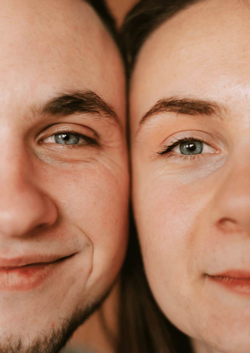 side-by-side close-up of couple