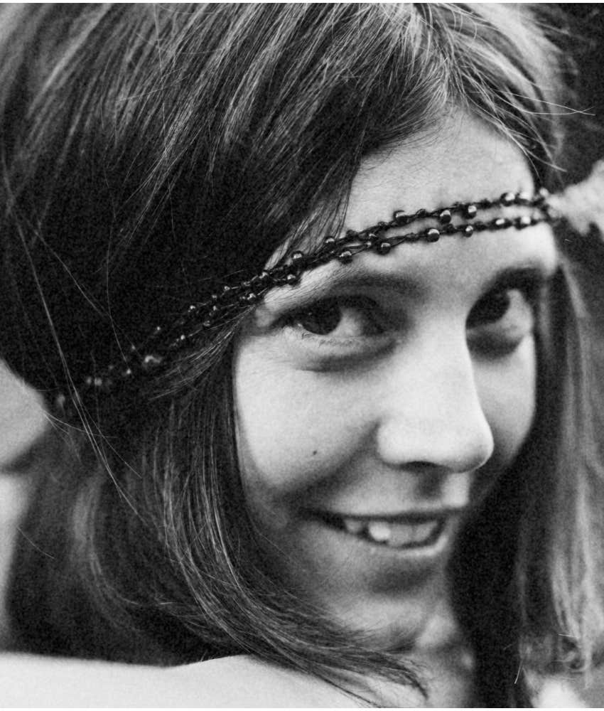vintage image of early 1970s hippy woman