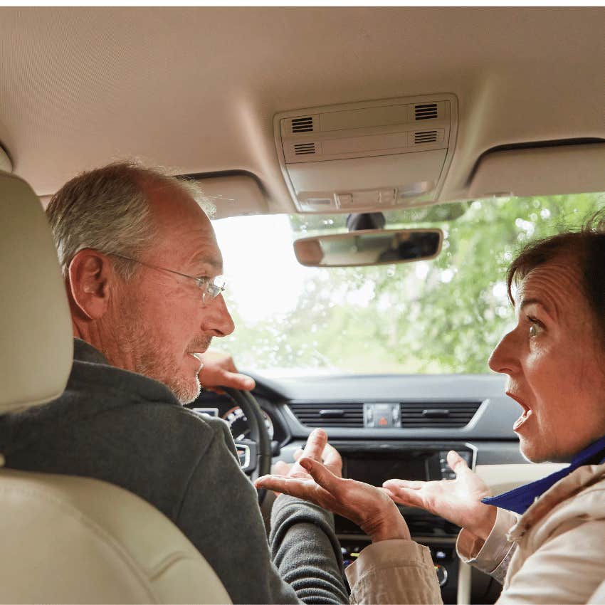 couple who argues every time they get in the car because they don't trust each other