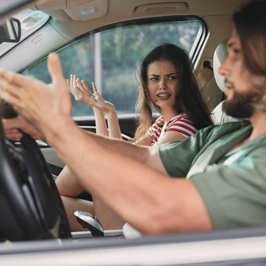 couple who argues every time they get in the car because they're not comfortable with each other's driving