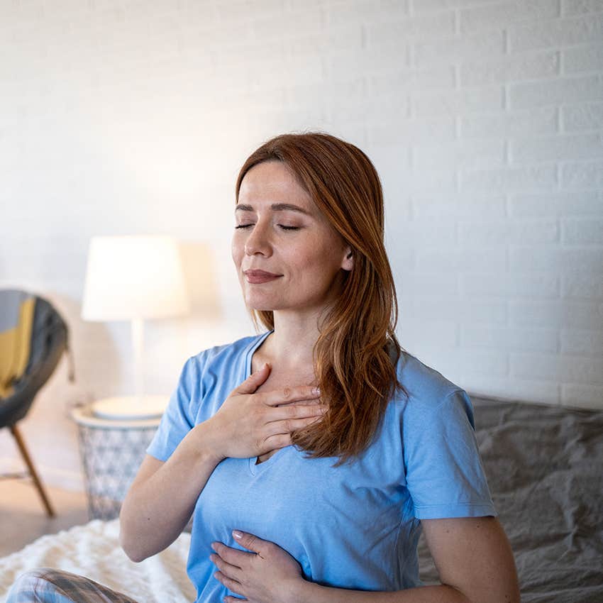 woman practicing meditation 