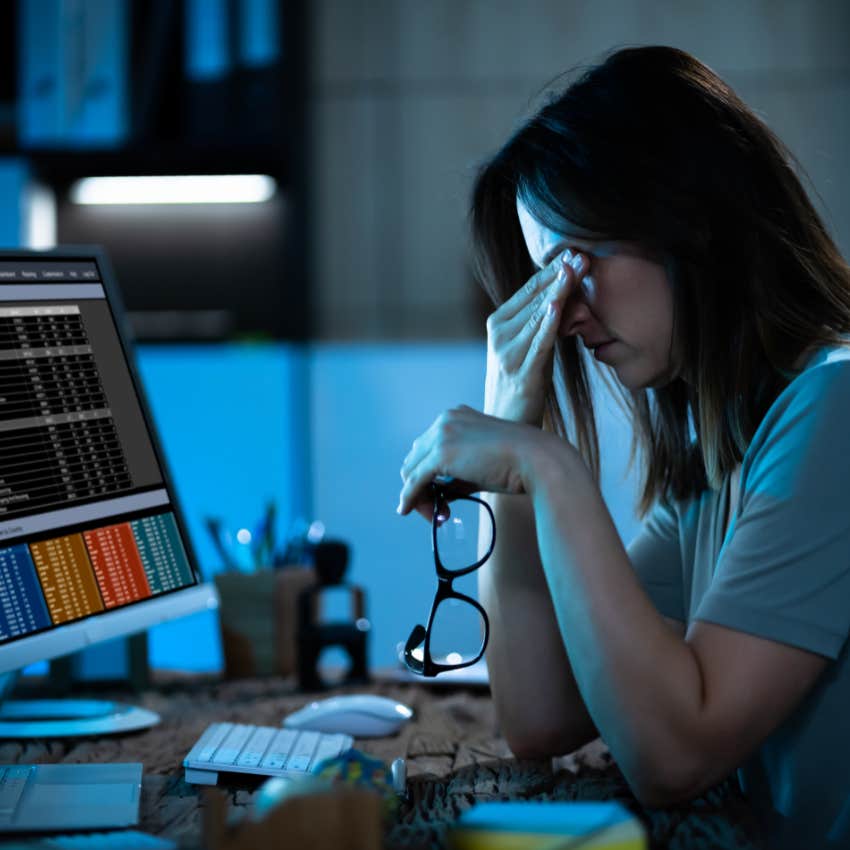 european mom experiencing burnout at her job in america