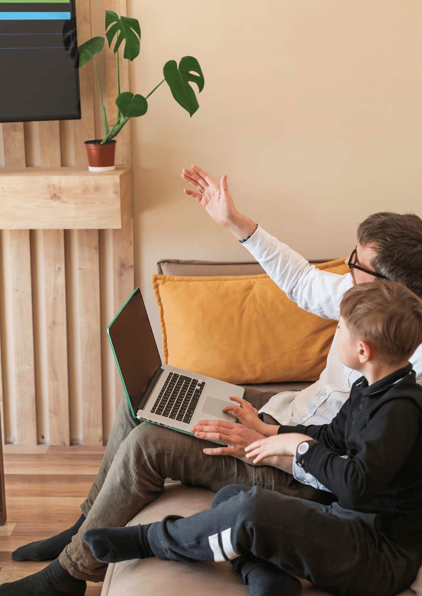 father talking to son about entertainment and media