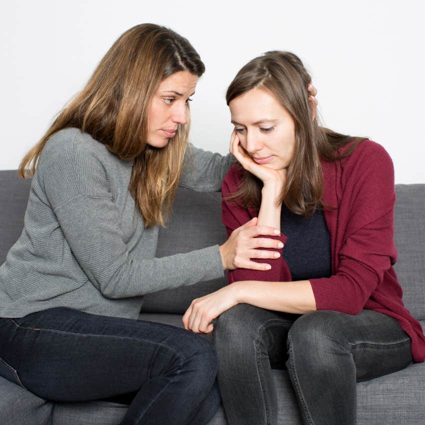 furious sisters consoling each other after getting small inheritance from rich grandpa