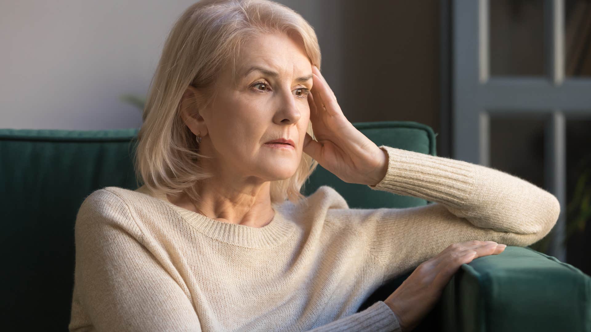 deeply lonely grandmother at home by herself saying it's just me now