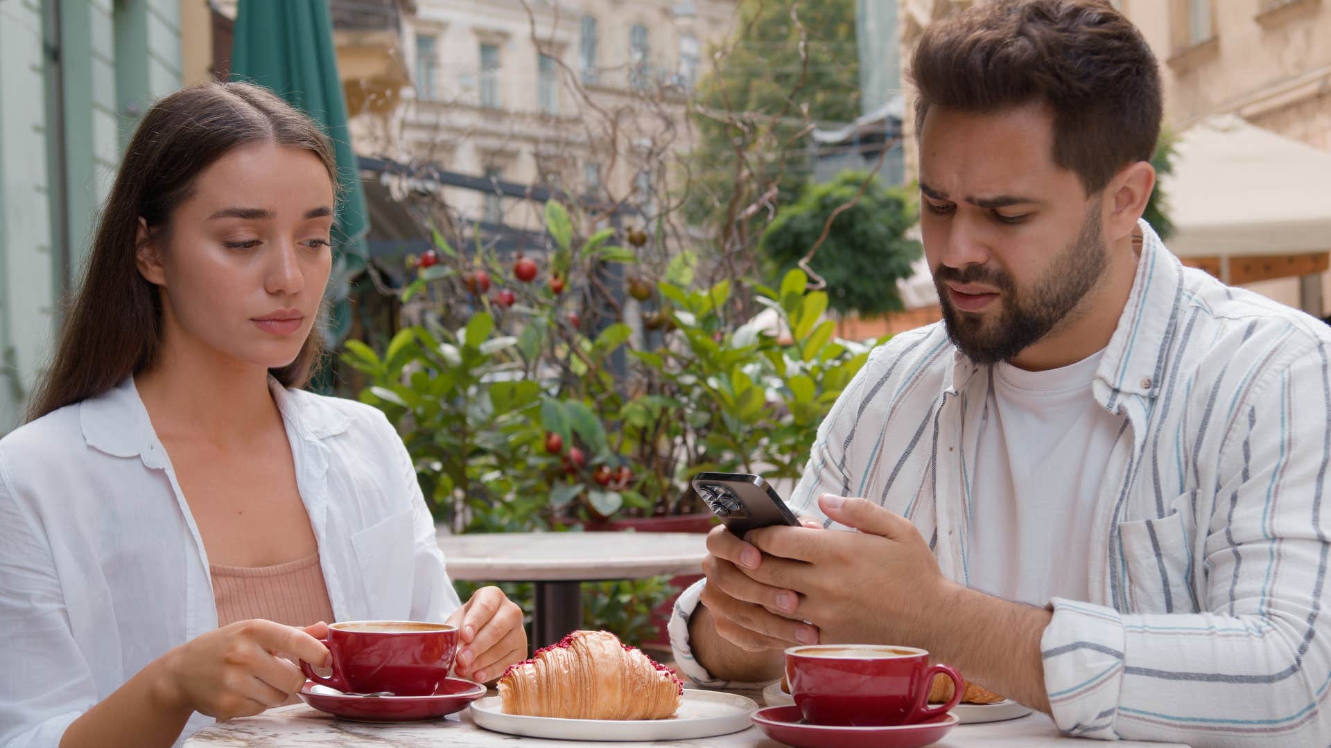 man on a date avoiding real intimacy and connection