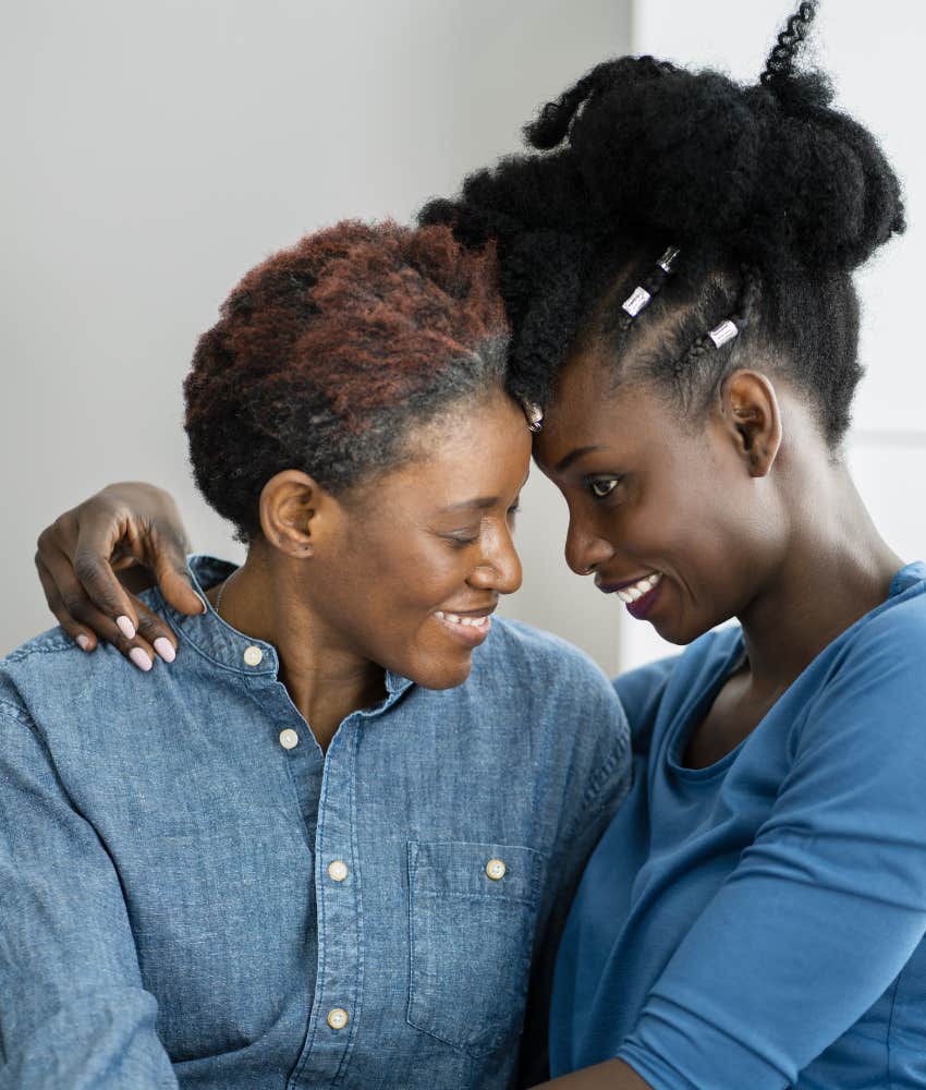 supportive younger person shows gratitude for elder