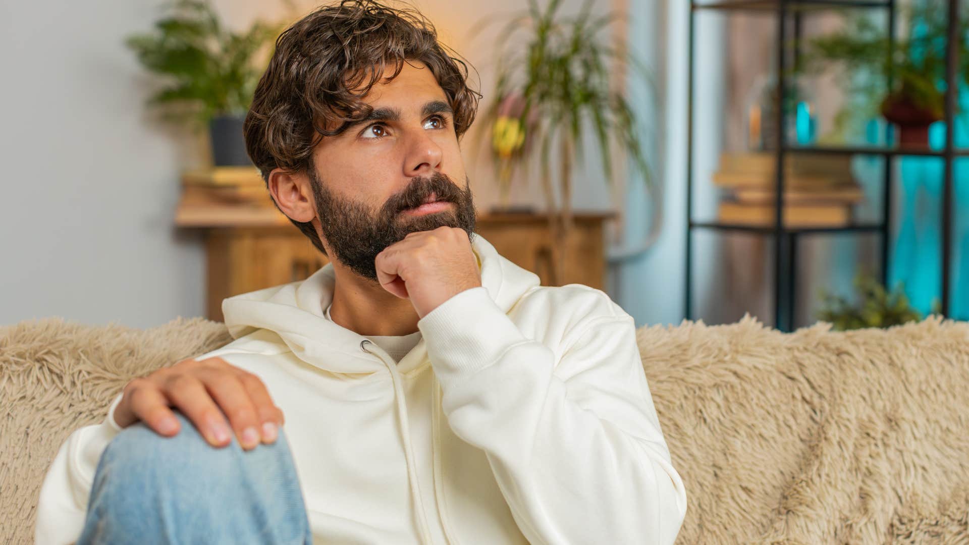 pensive man who acknowledges his feelings as they arise