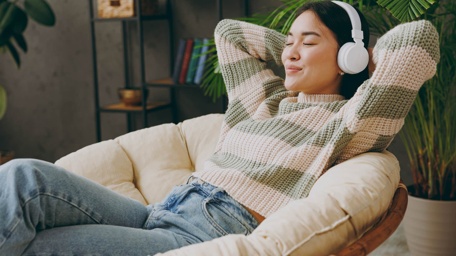 happy woman relaxing after stopping clinging to control