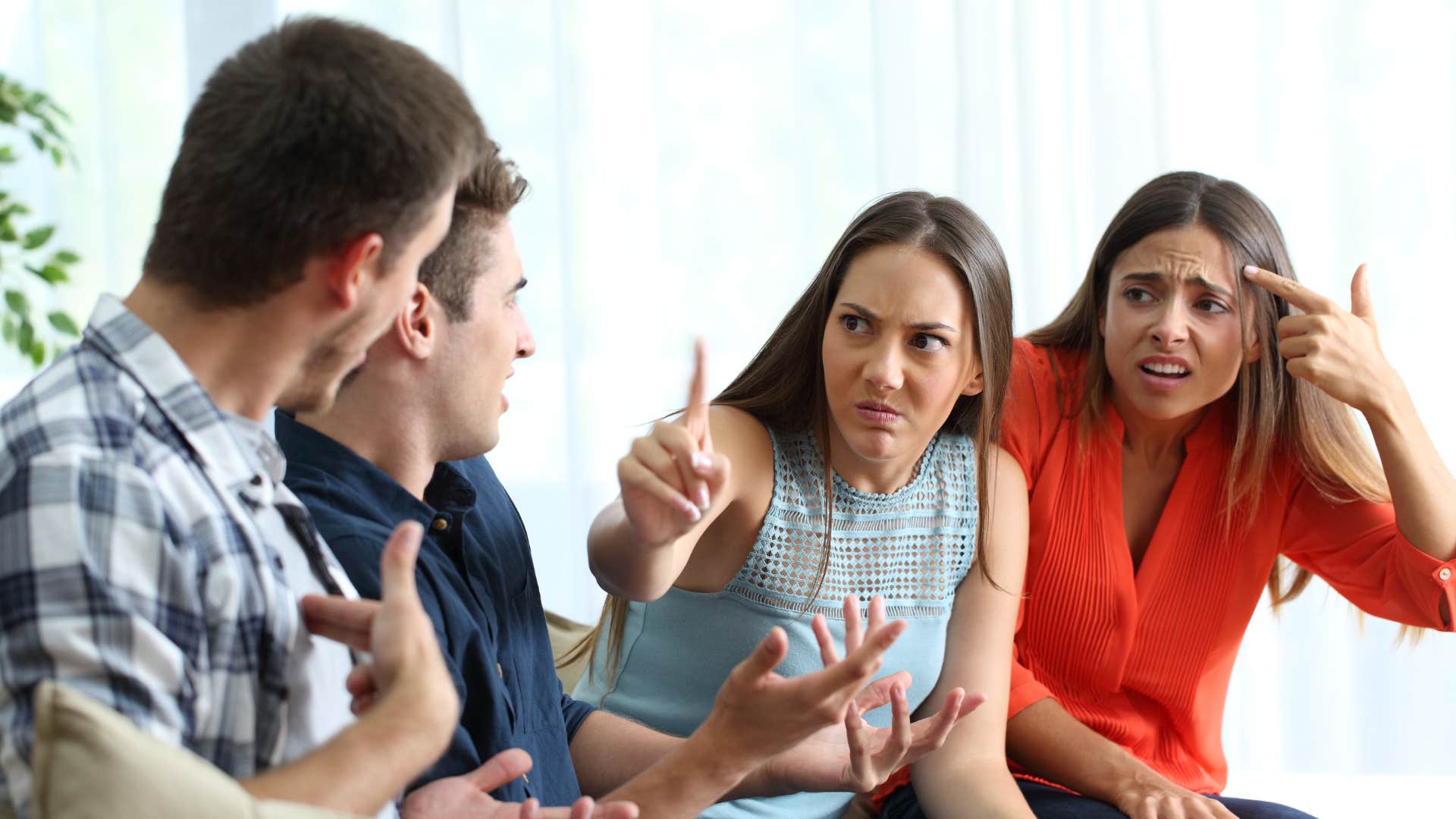 group of siblings with narcissistic parents arguing with each other