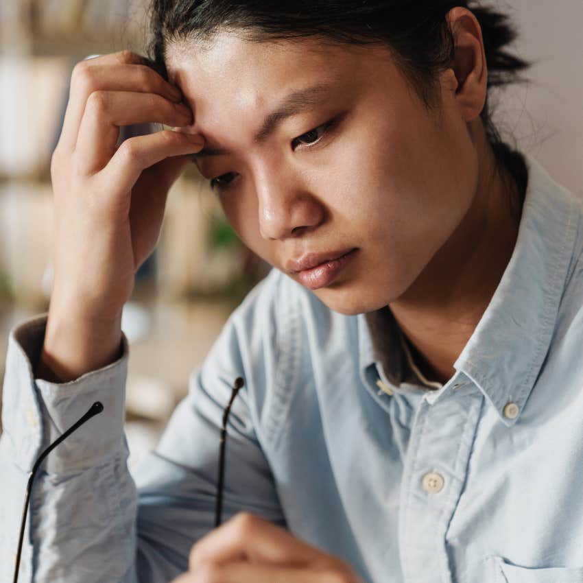 high-iq woman thinking about complicated problems at work