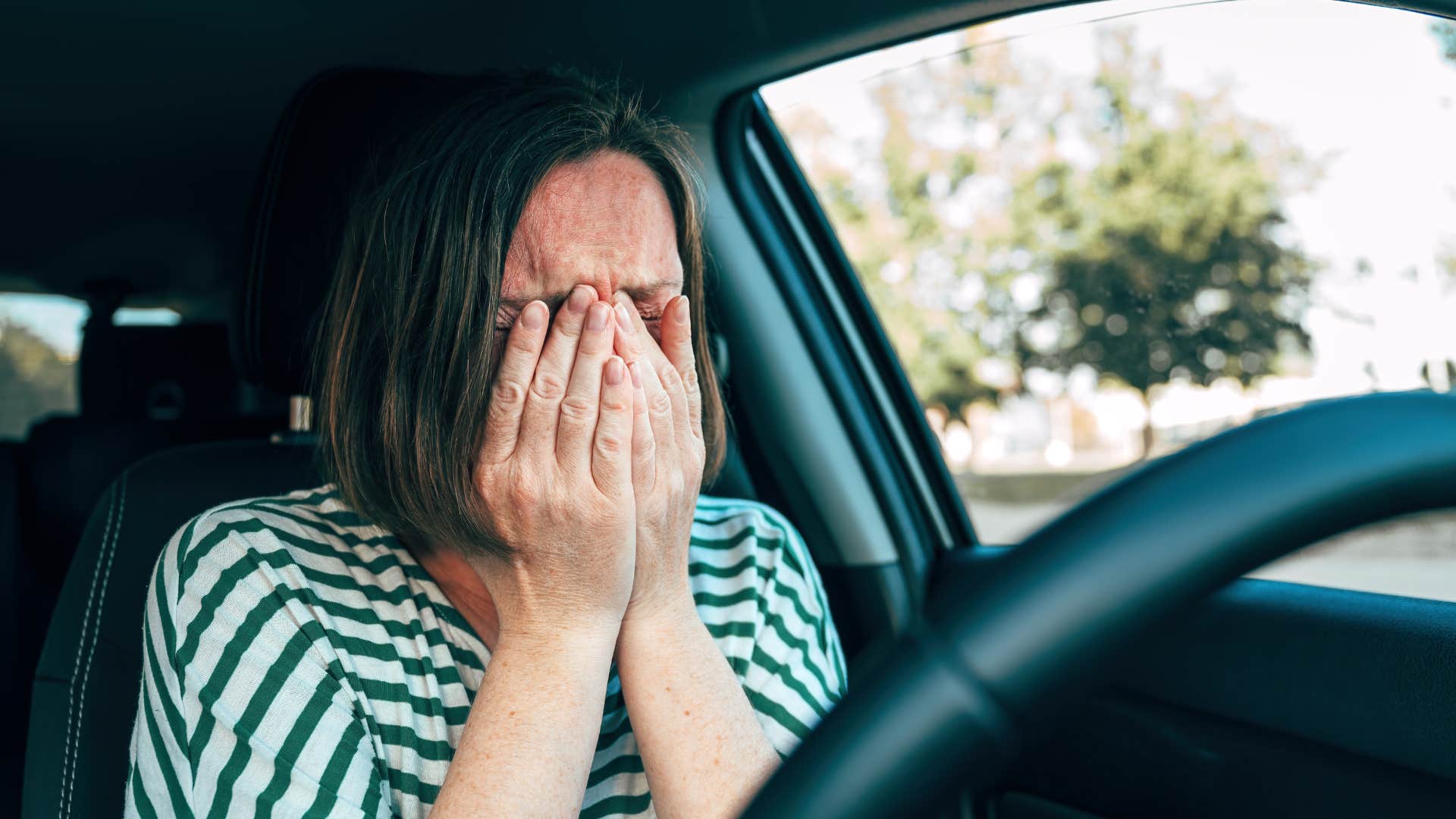 woman crying in car making excuses instead of taking accountability