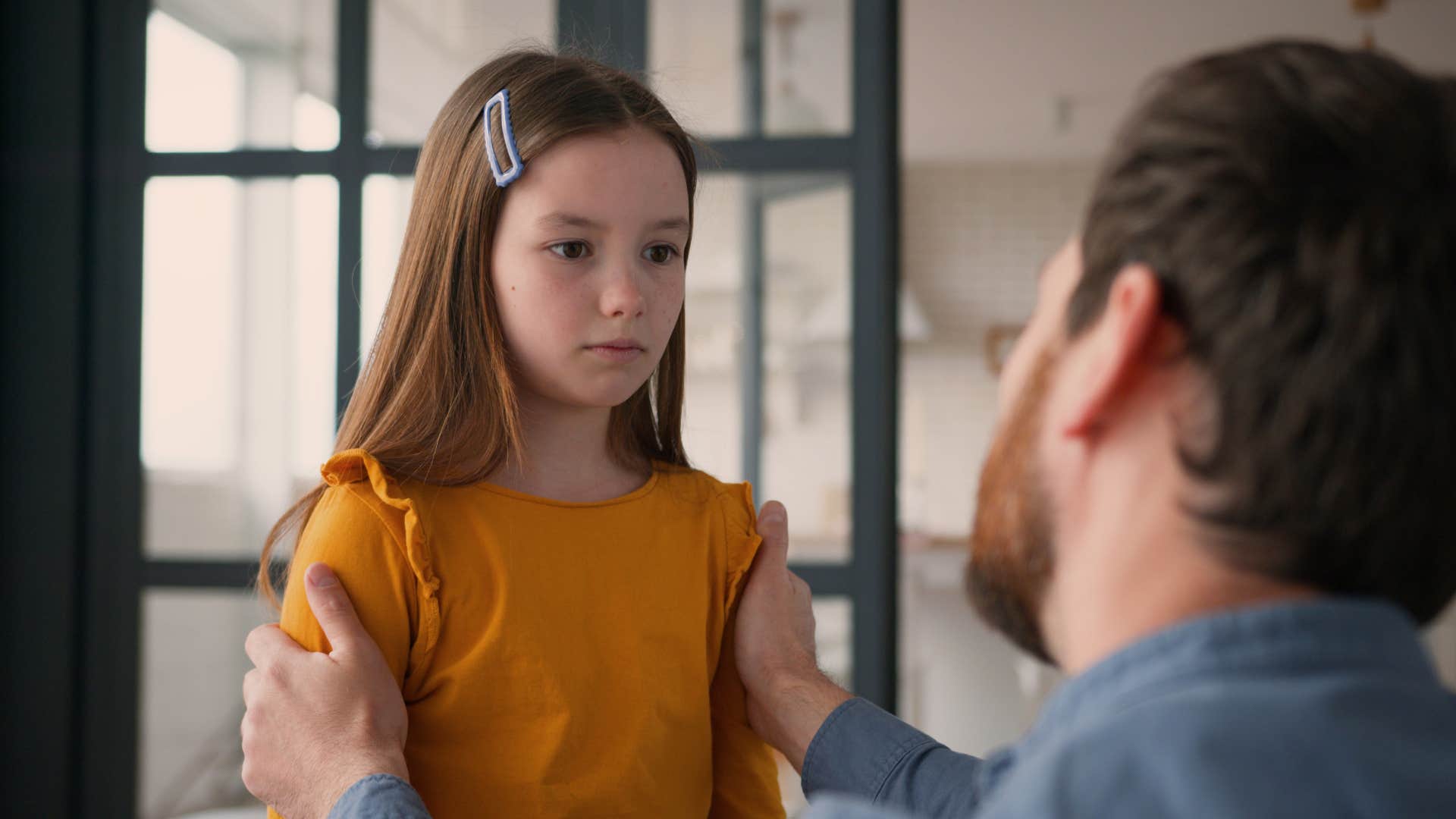 dad talking to daughter sternly saying there's no right answer