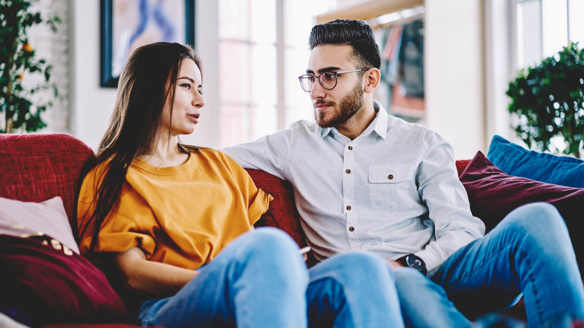 woman remaining calm during conflict with husband