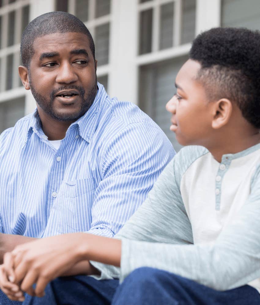boy whose father acknowledges his feelings