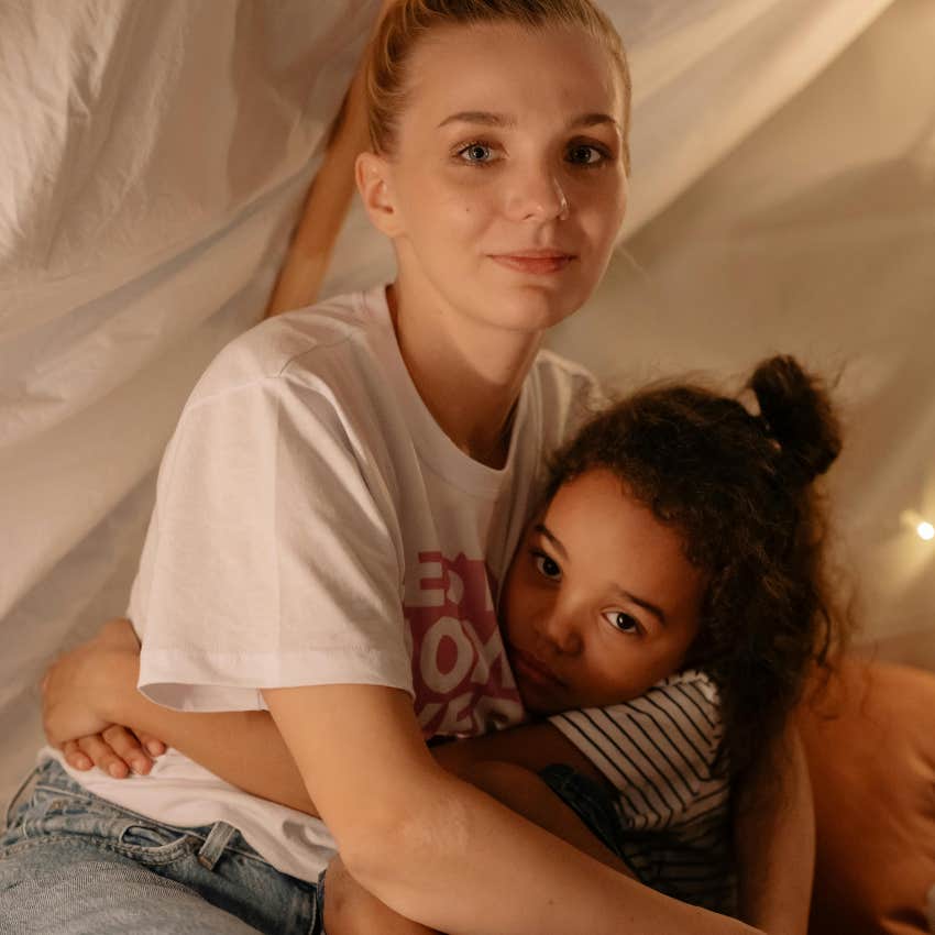 young girl with woman she admires