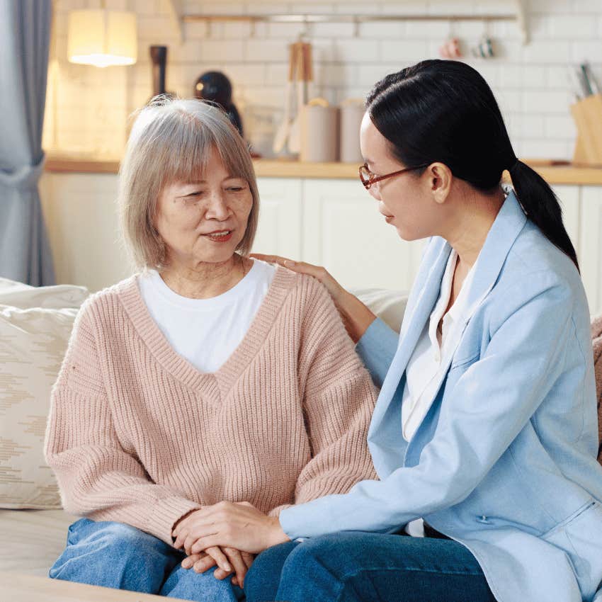 woman whose adult daughter knows she can tell her mother that she lost her job