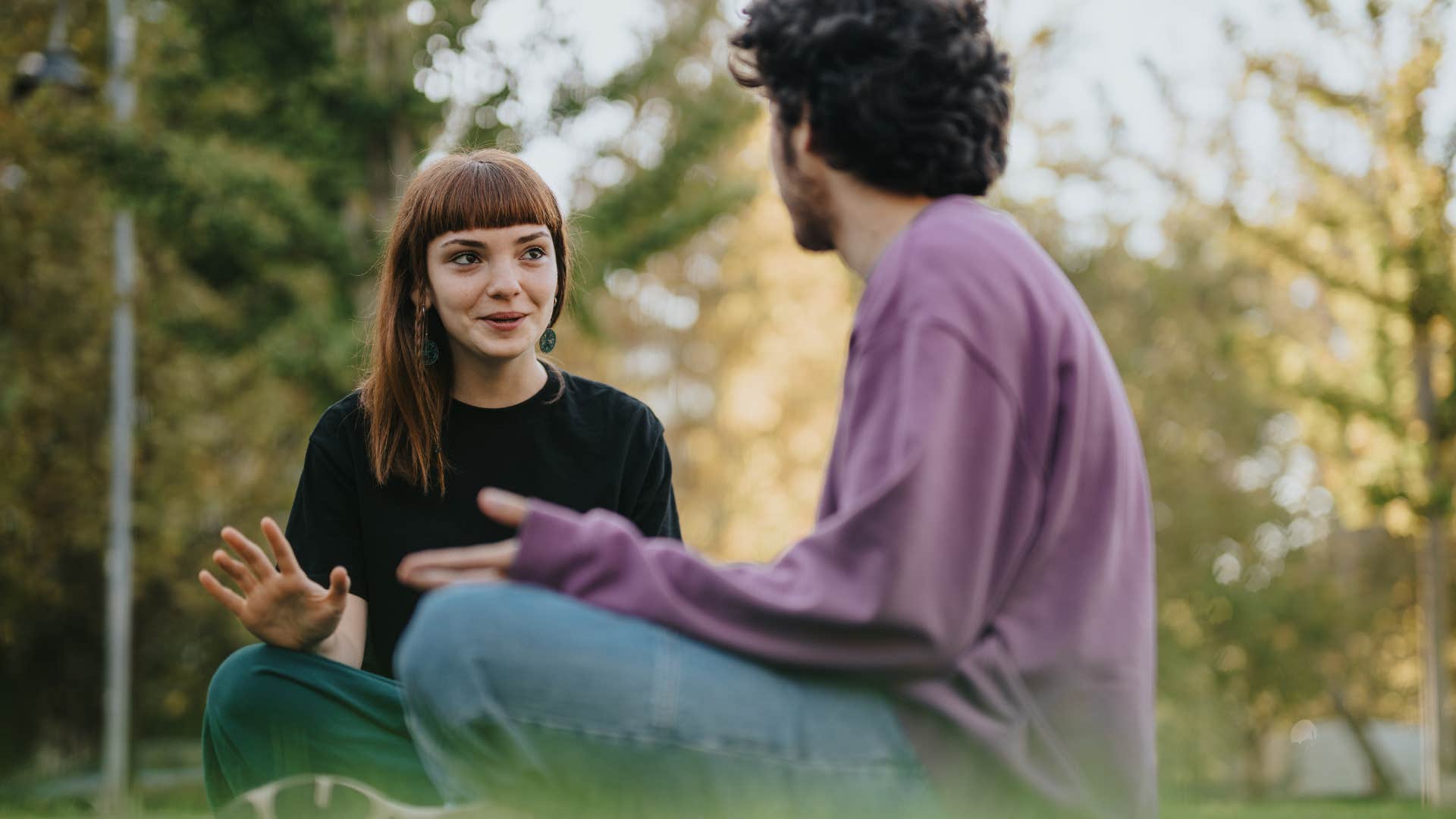 introverted woman having deep, private conversations with a friend