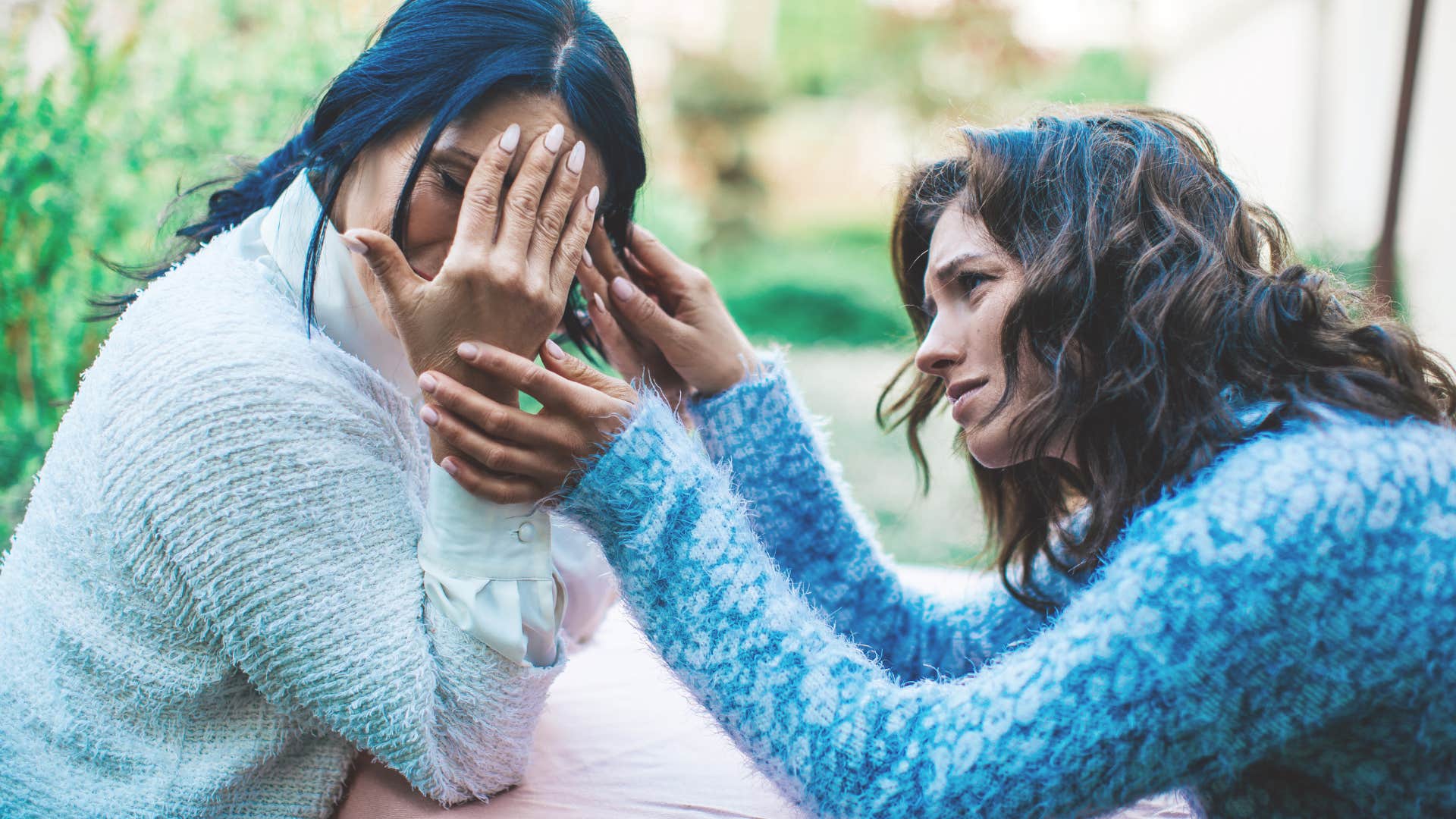 woman telling her friend it's a good thing she's pretty