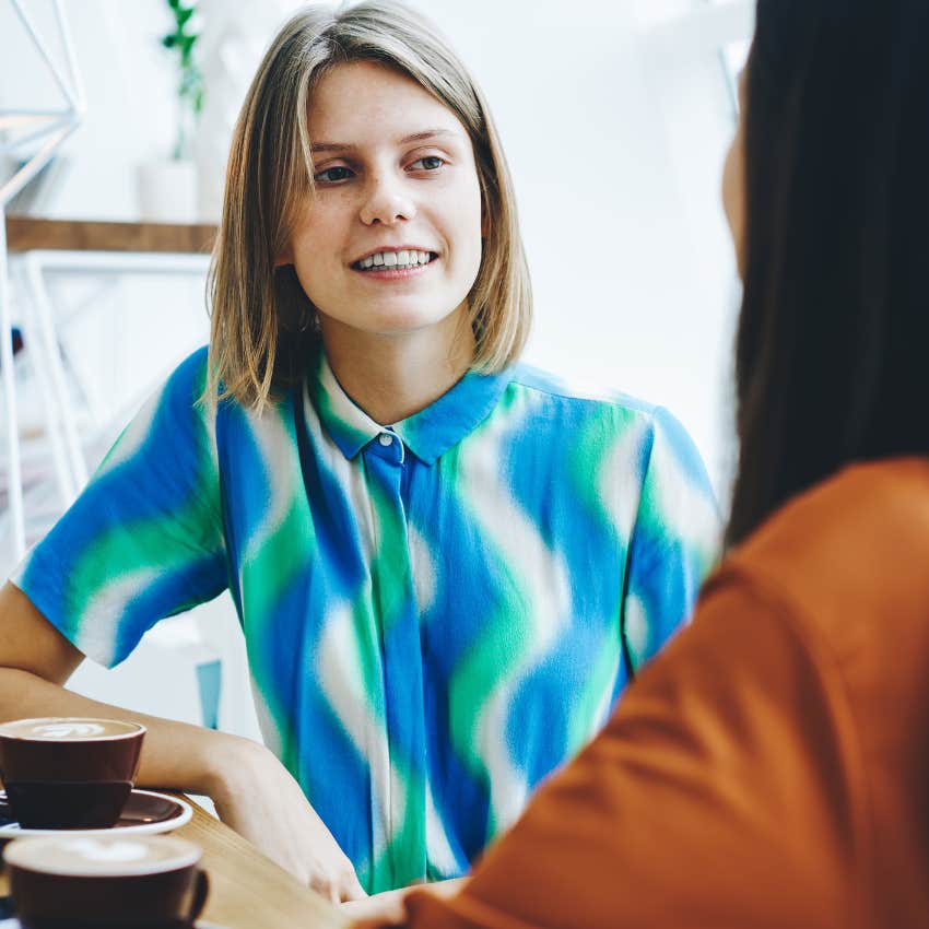 introverted woman who learned to express her boundaries openly talking to a friend