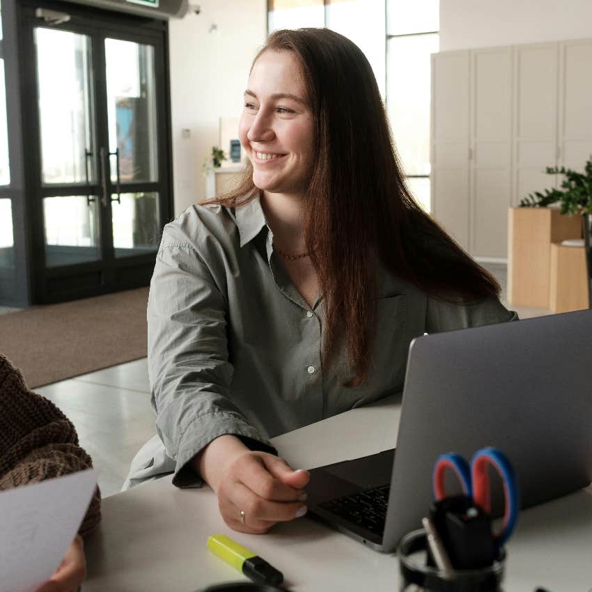 young employee happy with her work-life balance