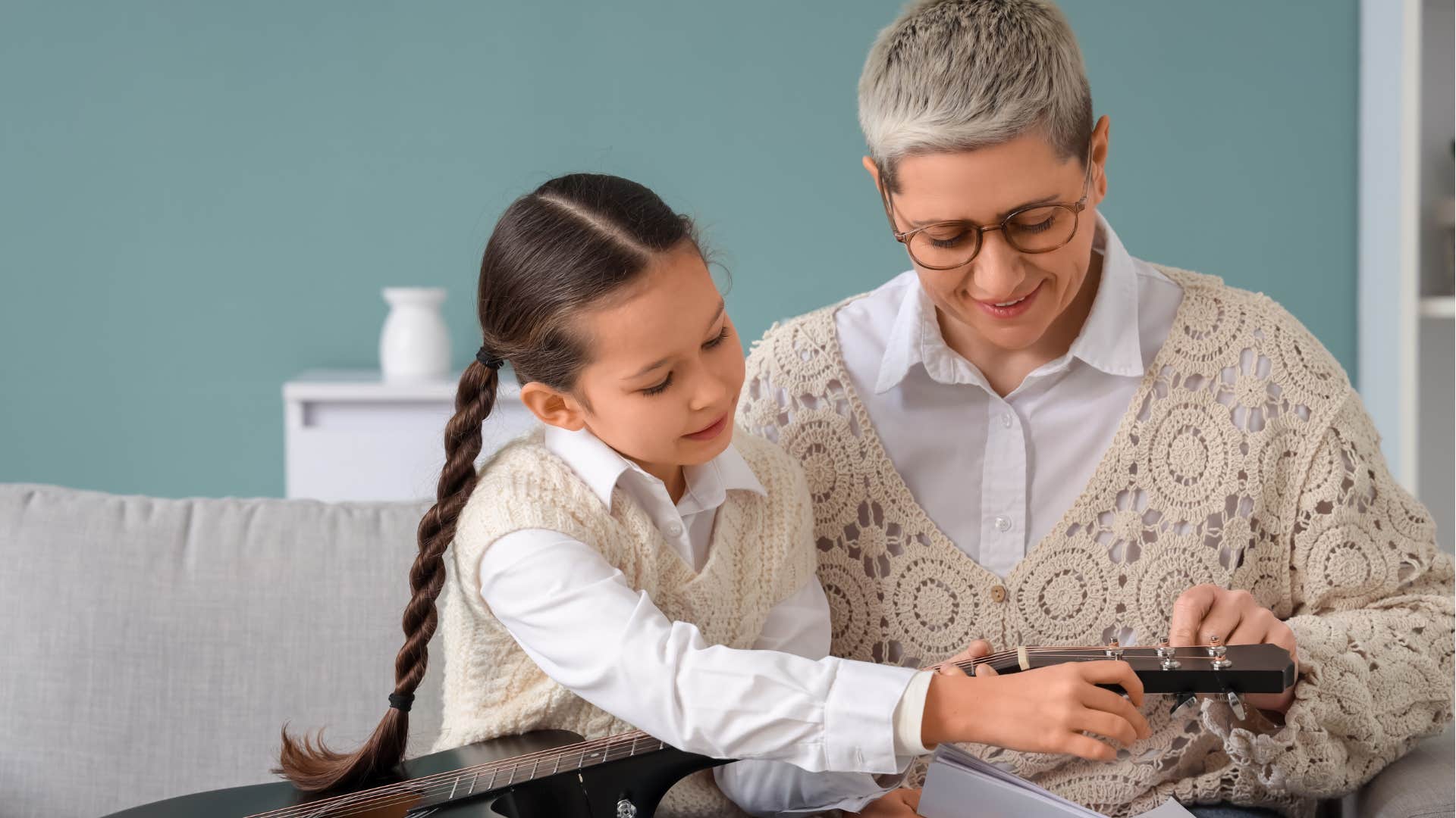 little girl following through on her obligations at home