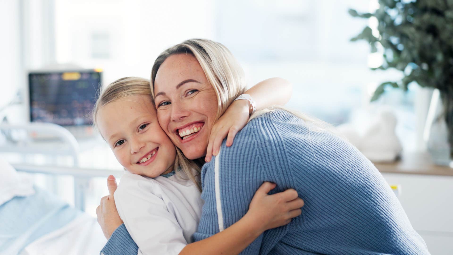 daughter hugging mom feeling comfortable with physical closeness