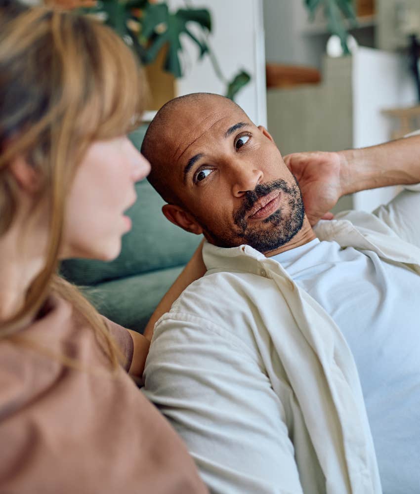 husband talks with wife showing vulnerability 