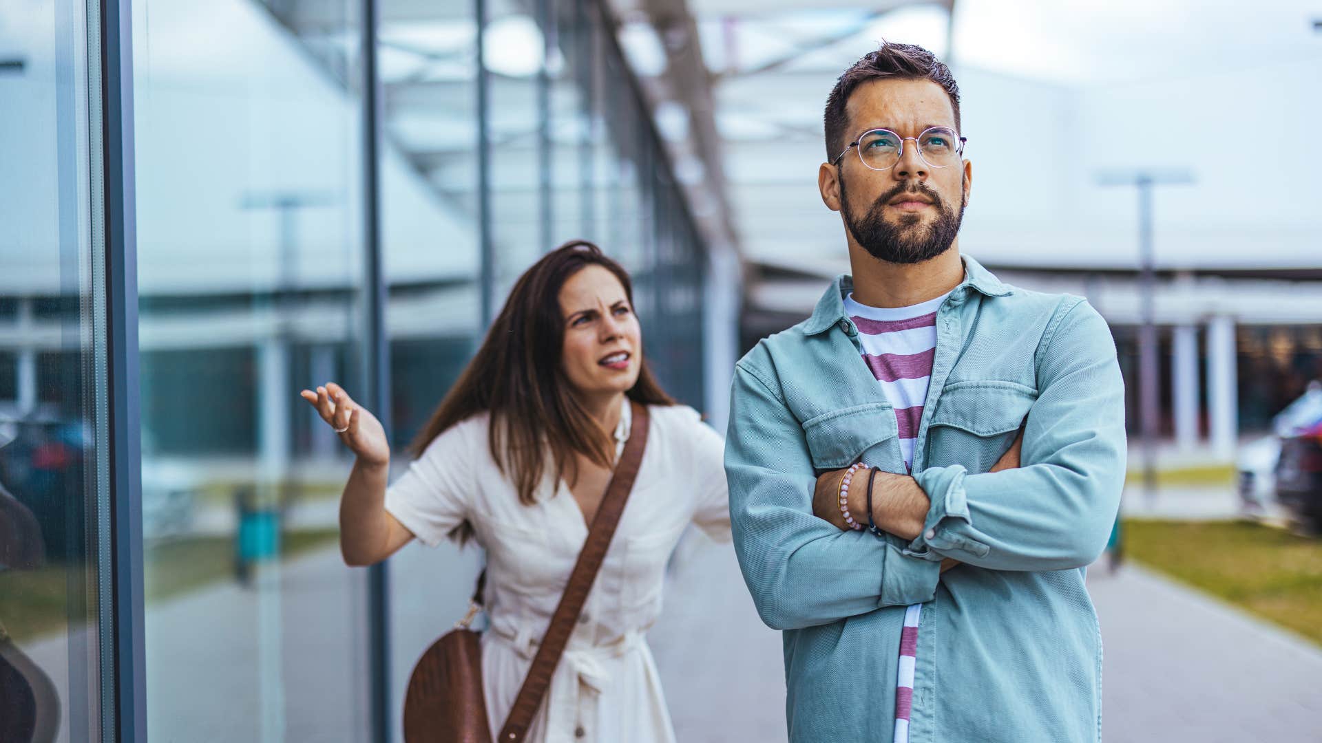 man walking away from wife no longer curious about her life