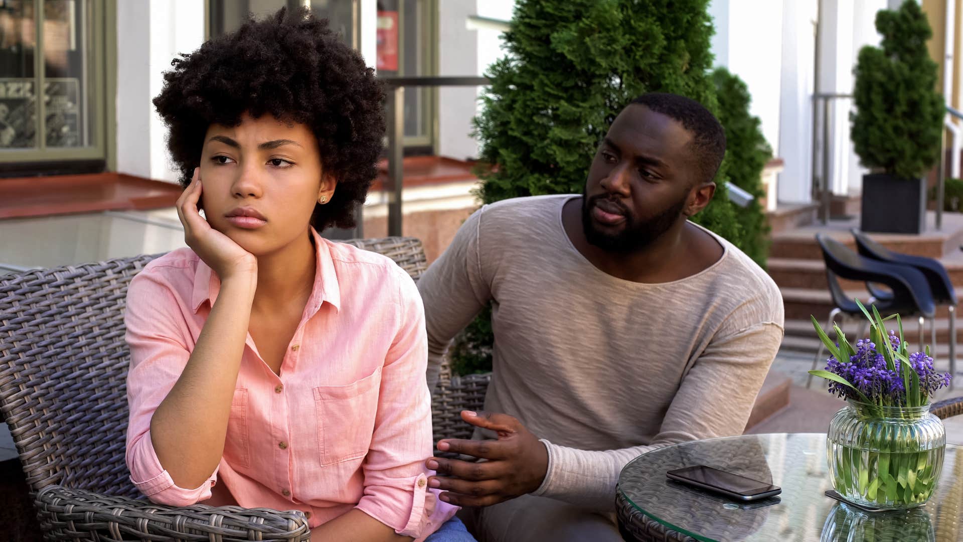 man who is hiding affair from his wife trying to change her perception