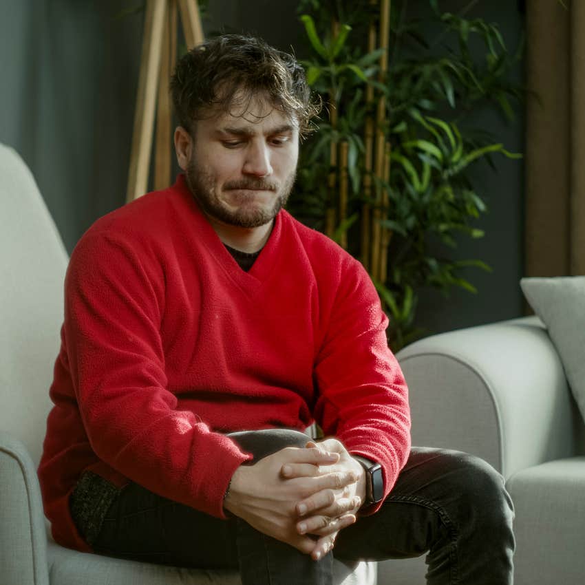 man with zero joy in life isolating himself at home