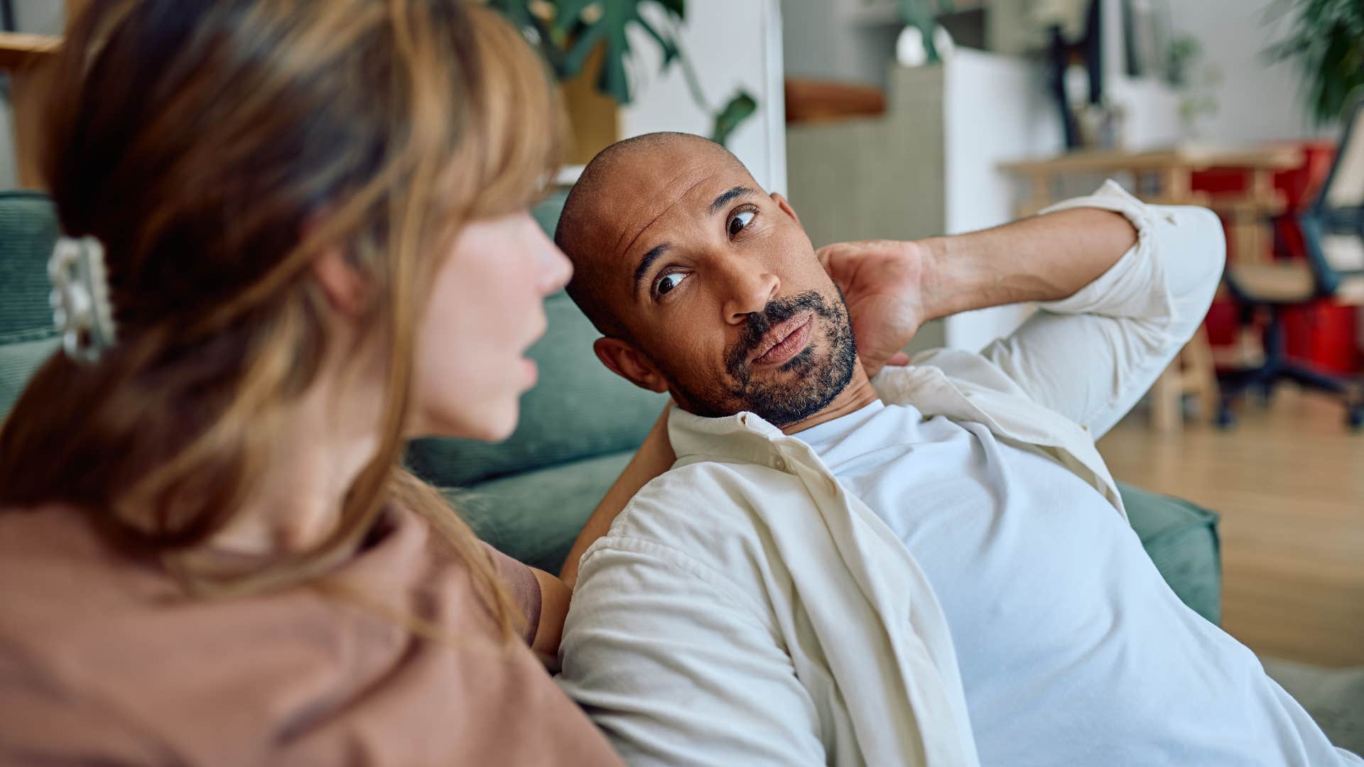 man who is easy to love asking woman if she needs anything