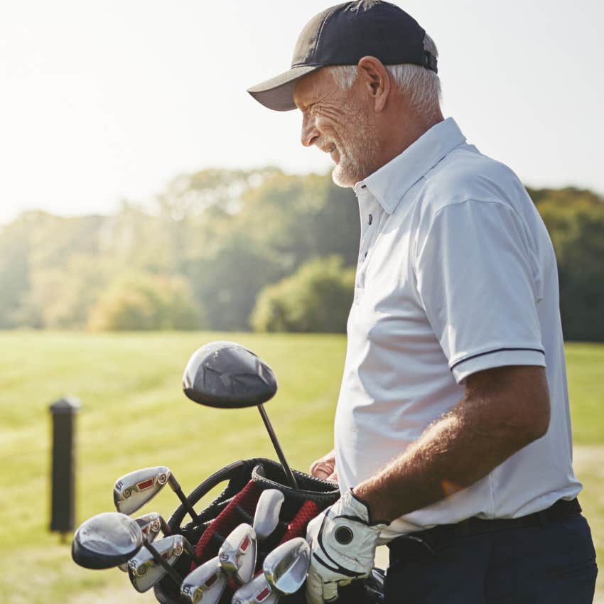 Man who appreciates nature and being outside playing golf