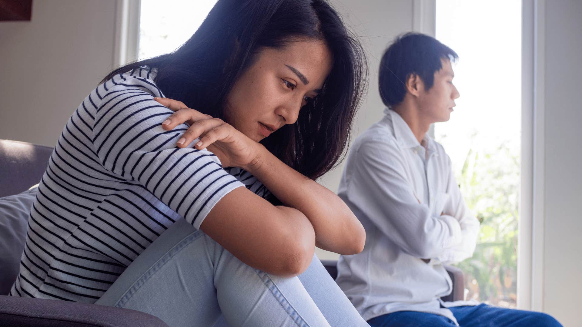 man who seemed easy to love telling a woman she's always overthinking