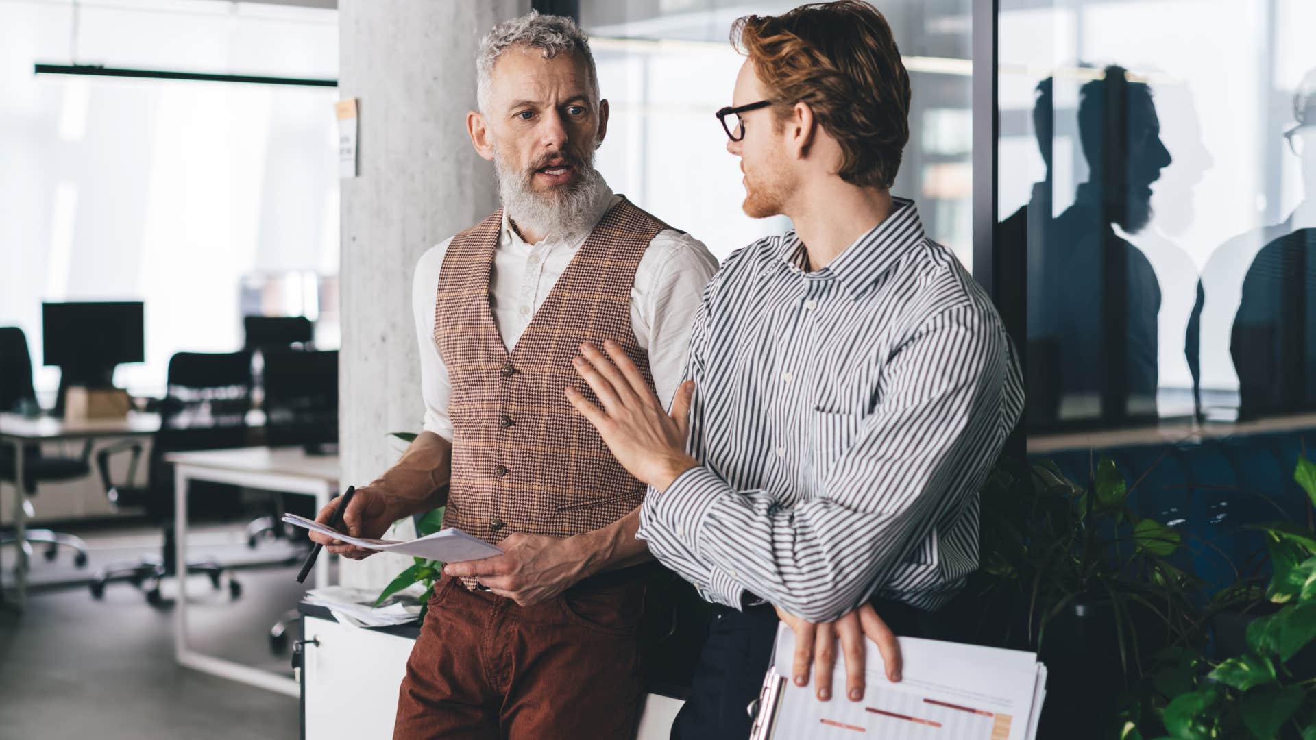 man using a deeper tone of voice demanding respect at work