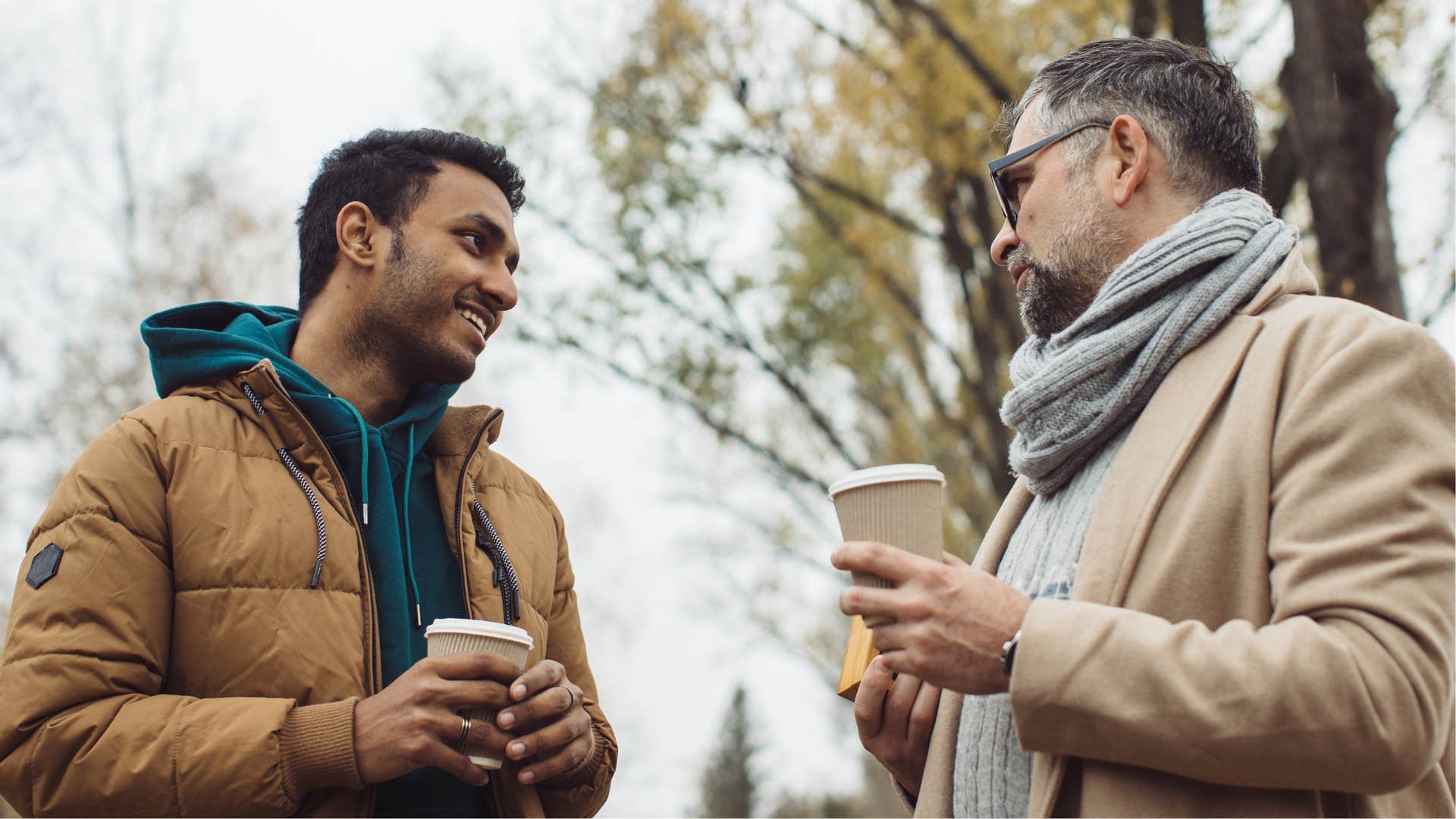 man mirroring his friend's energy in conversation