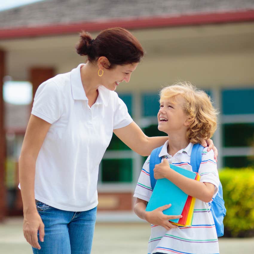 mom with son at school