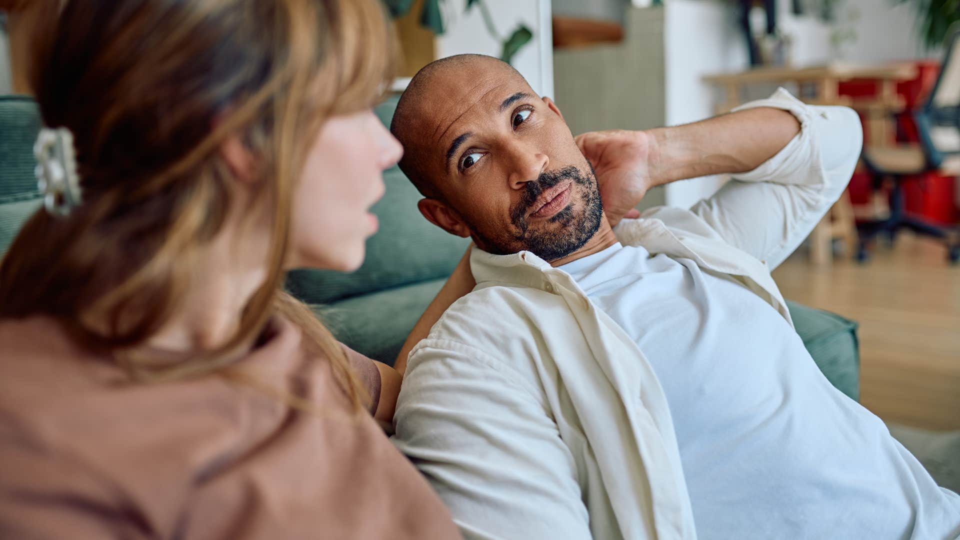 attractive man actively listening to partner speak