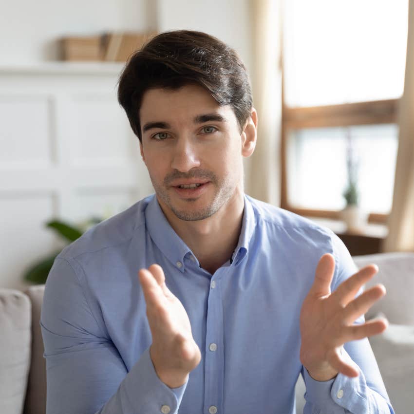 soft-spoken man talking to someone