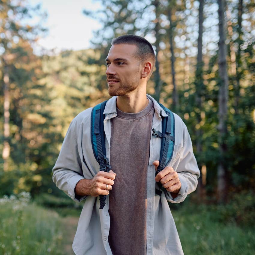 man walking in nature