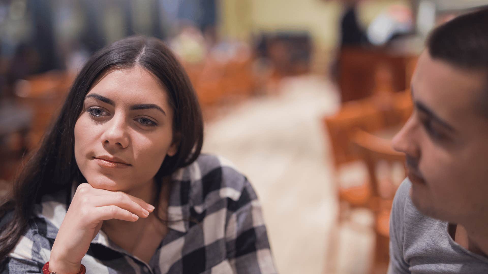 woman ruining her relationship by saying I guess to her boyfriend