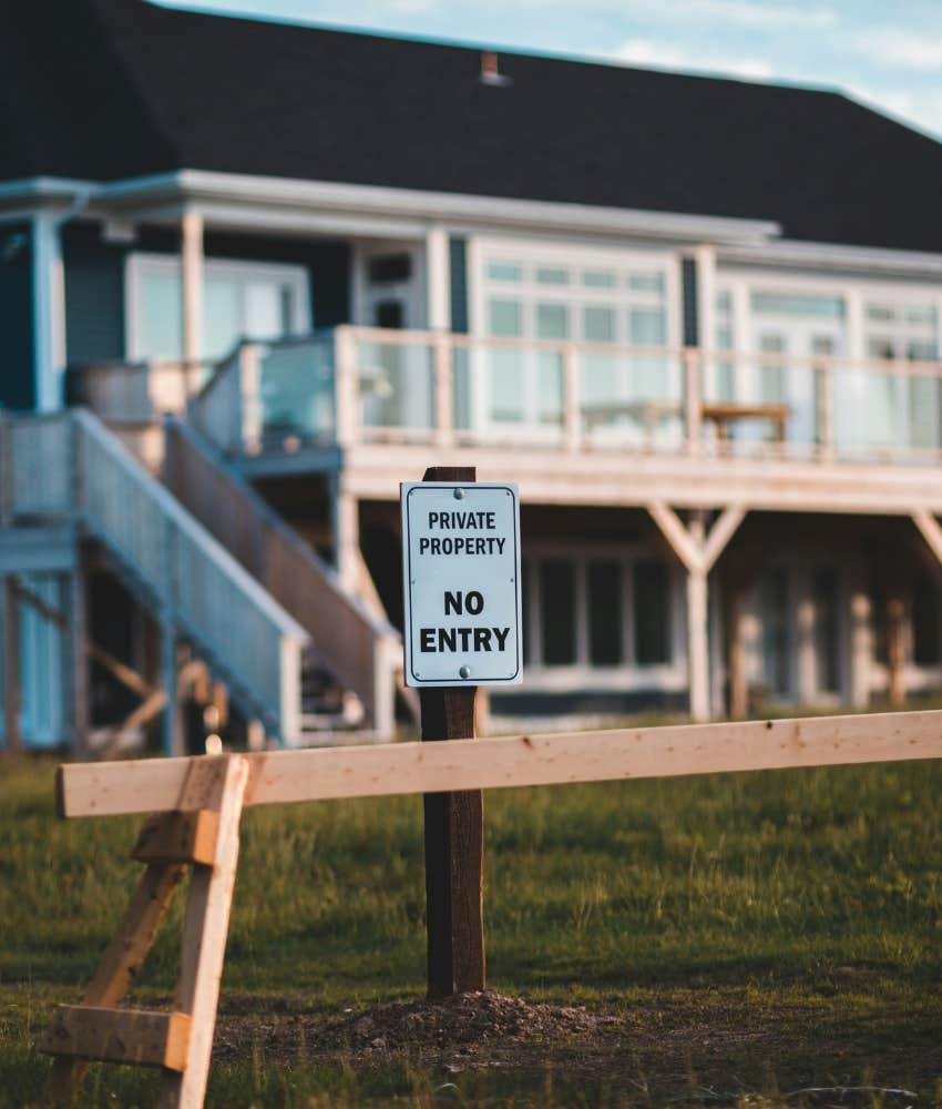 luxury house with private property sign