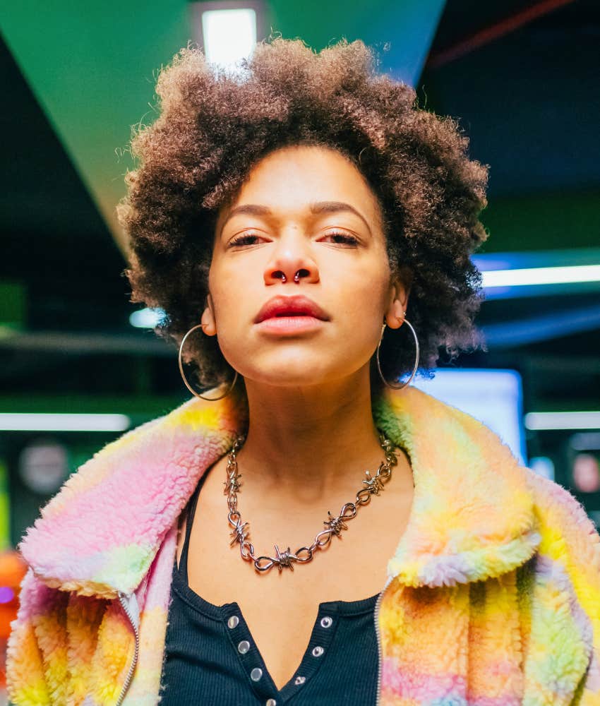 confident younger person showing not scared of death