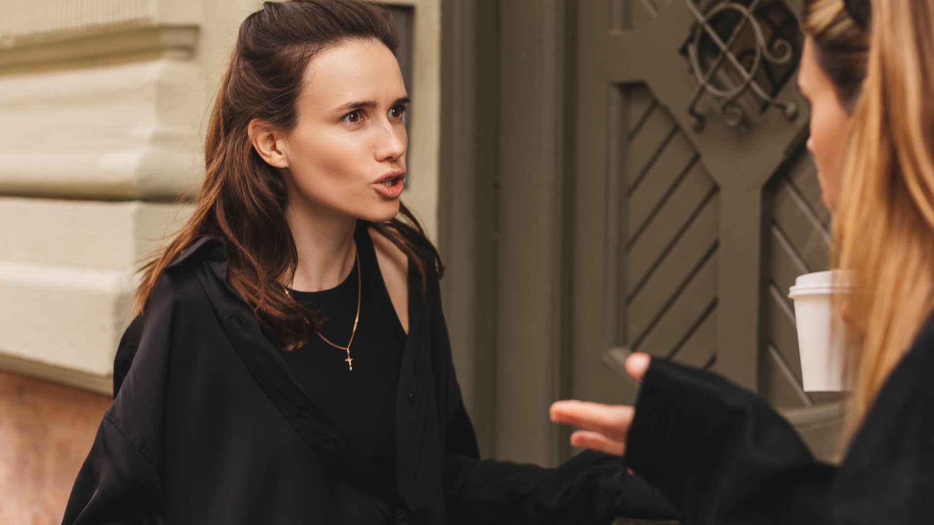 argumentative woman intentionally misunderstanding her friend in spat